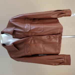 Womens Ophelia Roe Vegan Faux Leather Utility Jacket Size XL pockets NWT